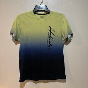 Hollister Ombre Lime Green Navy Blue slim tee shirt size L